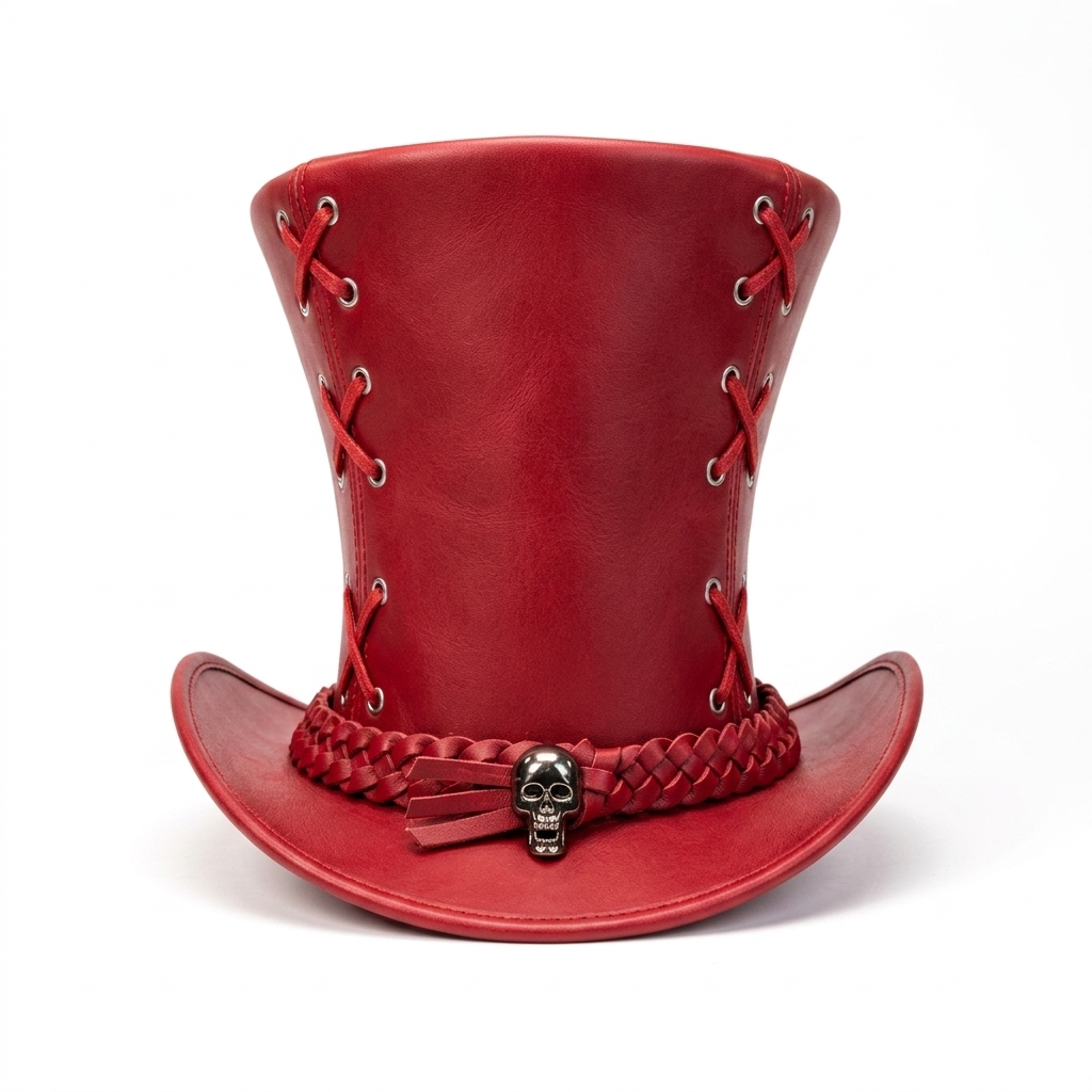 Steampunk Leather Top Hat Genuine Leather Biker Antique Victorian Hats