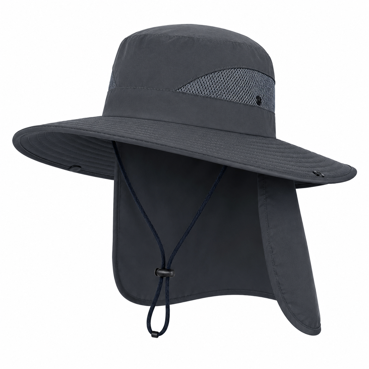 UPF 50+ Sun Hat Wide Brim Fishing Hiking Safari Cap Neck Flap UV Protection