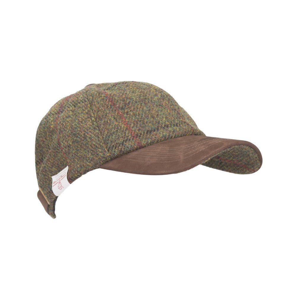 Walker Hawkes Harris Tweed Baseball Cap Mens Suede Leather Peak Wool Golf Hat